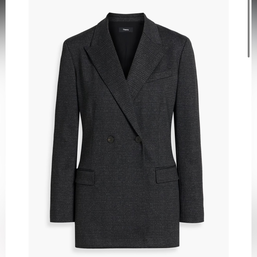NWT Theory Double Ponte Black Plaid Blazer Jacket